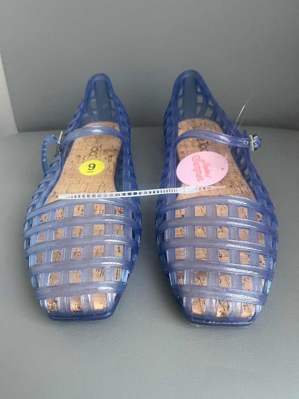 Me Too Blue Jelly Mary Jane Flats Caged Beach Pool Women Size 9